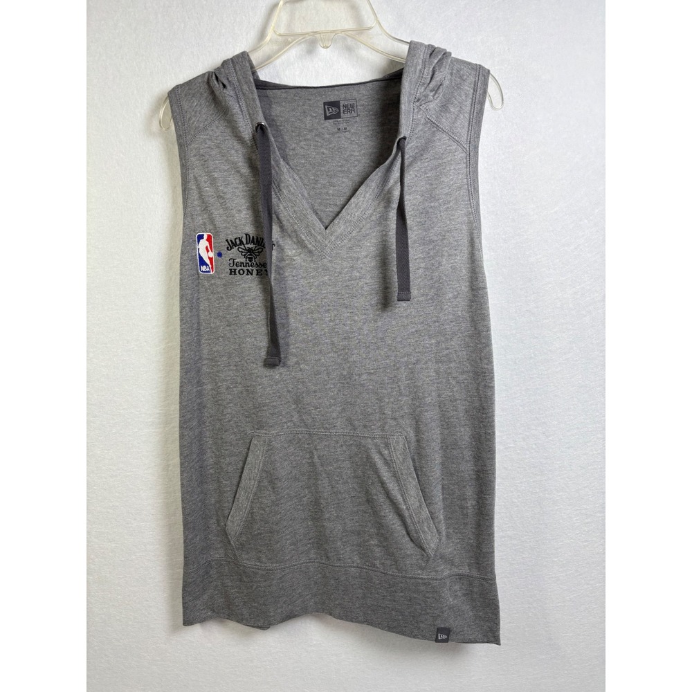 New Era Jack Daniels Tennessee Honey NBA Women M Sleeveless Hoodie Tank Gray